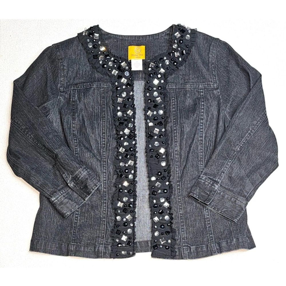 Ruby Rd. Women’s Size 24 Black Rhinestone Stretch Denim Jacket
